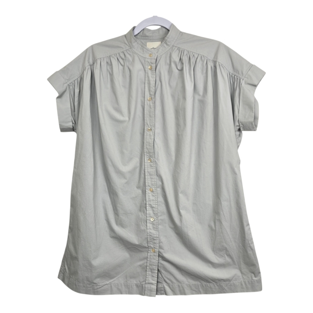 Aritzia Wilfred Bertillon Gray Oversized Button Blouse Small Minimalist Workwear